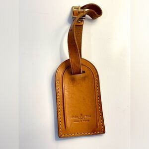 Authentic LOUIS VUITTON Tan Leather Luggage/ Bag Tag